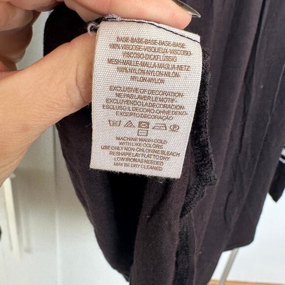 Free People Women's Black Mesh Insert Roxie Long Sleeve Hi-Low Top, Size M, GUC - Picture 7 of 10